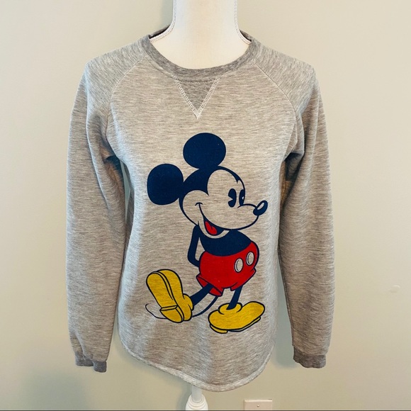 Disney Sweaters - Disney Mickey Mouse Gray Crewneck Sweater Size XS